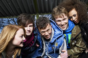 Coming Of Age. Image shows from L to R: Chloe (Anabel Barnston), Matt (Tony Bignell), DK (Joe Tracini), Ollie (Ceri Phillips), Jas (Hannah Job). Image credit: British Broadcasting Corporation. Coming Of Age. Image shows from L to R: Chloe (Anabel Barnston), Matt (Tony Bignell), DK (Joe Tracini), Ollie (Ceri Phillips), Jas (Hannah Job). Image credit: British Broadcasting Corporation.