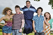 Coming Of Age. Image shows from L to R: Jas (Hannah Job), Ollie (Ceri Phillips), DK (Joe Tracini), Matt (Tony Bignell), Chloe (Anabel Barnston). Image credit: British Broadcasting Corporation. Coming Of Age. Image shows from L to R: Jas (Hannah Job), Ollie (Ceri Phillips), DK (Joe Tracini), Matt (Tony Bignell), Chloe (Anabel Barnston). Image credit: British Broadcasting Corporation.