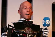 A robot stand-up comedian