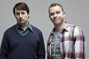 Peep Show. Image shows from L to R: Mark Corrigan (David Mitchell), Jeremy Osborne (Robert Webb). Image credit: Objective Productions. Peep Show. Image shows from L to R: Mark Corrigan (David Mitchell), Jeremy Osborne (Robert Webb). Image credit: Objective Productions.