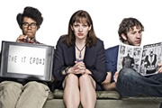 The IT Crowd. Image shows from L to R: Moss (Richard Ayoade), Jen (Katherine Parkinson), Roy (Chris O'Dowd). Image credit: TalkbackThames. The IT Crowd. Image shows from L to R: Moss (Richard Ayoade), Jen (Katherine Parkinson), Roy (Chris O'Dowd). Image credit: TalkbackThames.