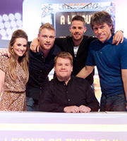 A League Of Their Own. Image shows from L to R: Georgie Thompson, Andrew Flintoff MBE, James Corden, Jamie Redknapp, John Bishop. Image credit: CPL Productions. A League Of Their Own. Image shows from L to R: Georgie Thompson, Andrew Flintoff MBE, James Corden, Jamie Redknapp, John Bishop. Image credit: CPL Productions.