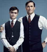 A Young Doctor's Notebook. Image shows from L to R: Young Doctor (Daniel Radcliffe), Older Doctor (Jon Hamm). Image credit: Big Talk Productions. A Young Doctor's Notebook. Image shows from L to R: Young Doctor (Daniel Radcliffe), Older Doctor (Jon Hamm). Image credit: Big Talk Productions.
