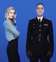 Babylon. Image shows from L to R: Liz Garvey (Brit Marling), Chief Constable Richard Miller (James Nesbitt). Image credit: Nightjack. Babylon. Image shows from L to R: Liz Garvey (Brit Marling), Chief Constable Richard Miller (James Nesbitt). Image credit: Nightjack.
