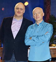 Dara O Briain: School Of Hard Sums. Image shows from L to R: Dara O Briain, Prof Marcus Du Sautoy. Image credit: Fujisankei Productions. Dara O Briain: School Of Hard Sums. Image shows from L to R: Dara O Briain, Prof Marcus Du Sautoy. Image credit: Fujisankei Productions.