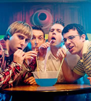The Inbetweeners Movie. Image shows from L to R: Jay Cartwright (James Buckley), Neil Sutherland (Blake Harrison), Simon Cooper (Joe Thomas), Will MacKenzie (Simon Bird). Image credit: Bwark Productions. The Inbetweeners Movie. Image shows from L to R: Jay Cartwright (James Buckley), Neil Sutherland (Blake Harrison), Simon Cooper (Joe Thomas), Will MacKenzie (Simon Bird). Image credit: Bwark Productions.