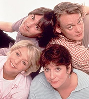 Men Behaving Badly. Image shows from L to R: Deborah (Leslie Ash), Tony Smart (Neil Morrissey), Dorothy (Caroline Quentin), Gary Strang (Martin Clunes). Image credit: Hartswood Films Ltd. Men Behaving Badly. Image shows from L to R: Deborah (Leslie Ash), Tony Smart (Neil Morrissey), Dorothy (Caroline Quentin), Gary Strang (Martin Clunes). Image credit: Hartswood Films Ltd.
