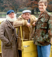Only Fools And Horses. Image shows from L to R: Uncle Albert (Buster Merryfield), Del (David Jason), Rodney (Nicholas Lyndhurst). Image credit: British Broadcasting Corporation. Only Fools And Horses. Image shows from L to R: Uncle Albert (Buster Merryfield), Del (David Jason), Rodney (Nicholas Lyndhurst). Image credit: British Broadcasting Corporation.