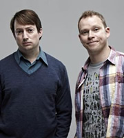 Peep Show. Image shows from L to R: Mark Corrigan (David Mitchell), Jeremy Osborne (Robert Webb). Image credit: Objective Productions. Peep Show. Image shows from L to R: Mark Corrigan (David Mitchell), Jeremy Osborne (Robert Webb). Image credit: Objective Productions.
