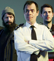 The Function Room. Image shows from L to R: PC Bracket (Reece Shearsmith), Inspector Tony Marks (Kevin Eldon), Steve Lawson (Blake Harrison). Image credit: Zeppotron. The Function Room. Image shows from L to R: PC Bracket (Reece Shearsmith), Inspector Tony Marks (Kevin Eldon), Steve Lawson (Blake Harrison). Image credit: Zeppotron.