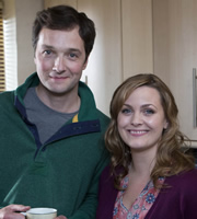 Trying Again. Image shows from L to R: Matt (Chris Addison), Meg (Jo Joyner). Image credit: Avalon Television. Trying Again. Image shows from L to R: Matt (Chris Addison), Meg (Jo Joyner). Image credit: Avalon Television.