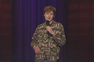 James Acaster performing on The Late Late Show