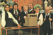 Are You Being Served?. Image shows from L to R: Miss Shirley Brahms (Wendy Richard), Mr. Dick Lucas (Trevor Bannister), Mr. Wilberforce Humphries (John Inman), Captain Stephen Peacock (Frank Thornton), Mrs. Betty Slocombe (Mollie Sugden), Mr. Ernest Grainger (Arthur Brough). Copyright: BBC. Are You Being Served?. Image shows from L to R: Miss Shirley Brahms (Wendy Richard), Mr. Dick Lucas (Trevor Bannister), Mr. Wilberforce Humphries (John Inman), Captain Stephen Peacock (Frank Thornton), Mrs. Betty Slocombe (Mollie Sugden), Mr. Ernest Grainger (Arthur Brough). Copyright: BBC.