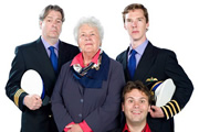 Cabin Pressure. Image shows from L to R: Douglas (Roger Allam), Carolyn (Stephanie Cole), Arthur (John Finnemore), Martin (Benedict Cumberbatch). Copyright: Pozzitive Productions. Cabin Pressure. Image shows from L to R: Douglas (Roger Allam), Carolyn (Stephanie Cole), Arthur (John Finnemore), Martin (Benedict Cumberbatch). Copyright: Pozzitive Productions.