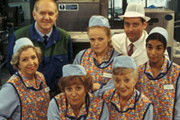 dinnerladies. Image shows from L to R: Jean (Anne Reid), Stan (Duncan Preston), Brenda (Victoria Wood), Twinkle (Maxine Peake), Dolly (Thelma Barlow), Tony (Andrew Dunn), Anita (Shobna Gulati). Copyright: Good Fun / Pozzitive Productions. dinnerladies. Image shows from L to R: Jean (Anne Reid), Stan (Duncan Preston), Brenda (Victoria Wood), Twinkle (Maxine Peake), Dolly (Thelma Barlow), Tony (Andrew Dunn), Anita (Shobna Gulati). Copyright: Good Fun / Pozzitive Productions.