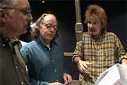 The Hitchhiker's Guide To The Galaxy. Image shows from L to R: Arthur Dent (Simon Jones), Ford Prefect (Geoffrey McGivern). Copyright: BBC / Above The Title Productions. The Hitchhiker's Guide To The Galaxy. Image shows from L to R: Arthur Dent (Simon Jones), Ford Prefect (Geoffrey McGivern). Copyright: BBC / Above The Title Productions.
