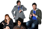 The IT Crowd. Image shows from L to R: Jen (Katherine Parkinson), Douglas Reynholm (Matt Berry), Moss (Richard Ayoade), Roy (Chris O'Dowd). Copyright: TalkbackThames. The IT Crowd. Image shows from L to R: Jen (Katherine Parkinson), Douglas Reynholm (Matt Berry), Moss (Richard Ayoade), Roy (Chris O'Dowd). Copyright: TalkbackThames.