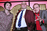 Live At The Apollo. Image shows from L to R: Chris Addison, Al Murray, Tim Vine. Copyright: Open Mike Productions. Live At The Apollo. Image shows from L to R: Chris Addison, Al Murray, Tim Vine. Copyright: Open Mike Productions.