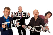 Mock The Week. Image shows from L to R: Hugh Dennis, Dara O Briain, Andy Parsons, Chris Addison. Copyright: Angst Productions. Mock The Week. Image shows from L to R: Hugh Dennis, Dara O Briain, Andy Parsons, Chris Addison. Copyright: Angst Productions.