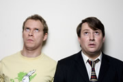 Peep Show. Image shows from L to R: Jeremy Usbourne (Robert Webb), Mark Corrigan (David Mitchell). Copyright: Objective Productions. Peep Show. Image shows from L to R: Jeremy Usbourne (Robert Webb), Mark Corrigan (David Mitchell). Copyright: Objective Productions.