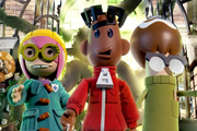 Strange Hill High. Image shows from L to R: Becky Butters, Mitchell Tanner, Templeton. Copyright: BBC / Factory Transmedia. Strange Hill High. Image shows from L to R: Becky Butters, Mitchell Tanner, Templeton. Copyright: BBC / Factory Transmedia.