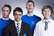 The Inbetweeners. Image shows from L to R: Simon Cooper (Joe Thomas), Will Mackenzie (Simon Bird), Neil Sutherland (Blake Harrison), Jay Cartwright (James Buckley). Copyright: Bwark Productions. The Inbetweeners. Image shows from L to R: Simon Cooper (Joe Thomas), Will Mackenzie (Simon Bird), Neil Sutherland (Blake Harrison), Jay Cartwright (James Buckley). Copyright: Bwark Productions.