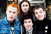 The Young Ones. Image shows from L to R: Vyvyan (Adrian Edmondson), Neil (Nigel Planer), Mike (Christopher Ryan), Rick (Rik Mayall). Copyright: BBC. The Young Ones. Image shows from L to R: Vyvyan (Adrian Edmondson), Neil (Nigel Planer), Mike (Christopher Ryan), Rick (Rik Mayall). Copyright: BBC.