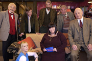 The Vicar Of Dibley. Image shows from L to R: Frank Pickle (John Bluthal), Alice Tinker (Emma Chambers), Hugo Horton (James Fleet), Owen Newitt (Roger Lloyd-Pack), Geraldine Grainger (Dawn French), Jim Trott (Trevor Peacock), David Horton (Gary Waldhorn). Copyright: Tiger Aspect Productions. The Vicar Of Dibley. Image shows from L to R: Frank Pickle (John Bluthal), Alice Tinker (Emma Chambers), Hugo Horton (James Fleet), Owen Newitt (Roger Lloyd-Pack), Geraldine Grainger (Dawn French), Jim Trott (Trevor Peacock), David Horton (Gary Waldhorn). Copyright: Tiger Aspect Productions.