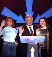 Anna & Katy. Image shows from L to R: Anna Crilly, Eamonn Holmes, Katy Wix. Copyright: Roughcut Television. Anna & Katy. Image shows from L to R: Anna Crilly, Eamonn Holmes, Katy Wix. Copyright: Roughcut Television.