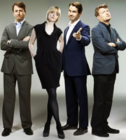 Channel 4's Alternative Election Night. Image shows from L to R: David Mitchell, Lauren Laverne, Jimmy Carr, Charlie Brooker. Copyright: Zeppotron. Channel 4's Alternative Election Night. Image shows from L to R: David Mitchell, Lauren Laverne, Jimmy Carr, Charlie Brooker. Copyright: Zeppotron.