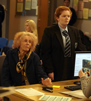 Catherine Tate's Nan. Image shows from L to R: Nan (Catherine Tate), Alice (Ami Metcalf). Copyright: Tiger Aspect Productions. Catherine Tate's Nan. Image shows from L to R: Nan (Catherine Tate), Alice (Ami Metcalf). Copyright: Tiger Aspect Productions.