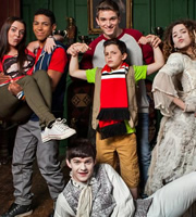 Dani's Castle. Image shows from L to R: Kait (Shannon Flynn), Jimmy (Kieran Alleyne), Gabriel (Niall Wright), Rich (Richard Wisker), Dylan (Toby Murray), Esme (Jordan Brown). Copyright: The Foundation. Dani's Castle. Image shows from L to R: Kait (Shannon Flynn), Jimmy (Kieran Alleyne), Gabriel (Niall Wright), Rich (Richard Wisker), Dylan (Toby Murray), Esme (Jordan Brown). Copyright: The Foundation.