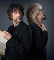 Good Omens. Image shows from L to R: Neil Gaiman, Dirk Maggs. Copyright: BBC. Good Omens. Image shows from L to R: Neil Gaiman, Dirk Maggs. Copyright: BBC.