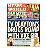 The News Of The World Front Cover - TV Deayton's Drugs Romp With Vice Girl. The News Of The World Front Cover - TV Deayton's Drugs Romp With Vice Girl.
