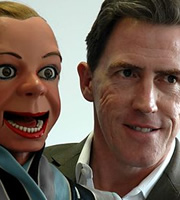 His Master's Voice. Image shows from L to R: Archie Andrews (Rob Brydon), Peter Brough (Rob Brydon). His Master's Voice. Image shows from L to R: Archie Andrews (Rob Brydon), Peter Brough (Rob Brydon).