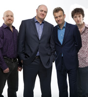 Mock The Week. Image shows from L to R: Andy Parsons, Dara O Briain, Hugh Dennis, Chris Addison. Copyright: Angst Productions. Mock The Week. Image shows from L to R: Andy Parsons, Dara O Briain, Hugh Dennis, Chris Addison. Copyright: Angst Productions.