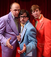 Mr & Mrs Hotty Hott Hot Show. Image shows from L to R: Tom Parry, Matthew Crosby, Ben Clark. Copyright: Objective Productions. Mr & Mrs Hotty Hott Hot Show. Image shows from L to R: Tom Parry, Matthew Crosby, Ben Clark. Copyright: Objective Productions.