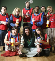 Scallywagga. Image shows from L to R: Luke Gell, Beverly Rudd, Sally Lindsay, Christopher Brett, Steve Edge, Stefan Gumbs, Rachel Rae, Carl Rice, Catherine Tyldesley. Copyright: BBC. Scallywagga. Image shows from L to R: Luke Gell, Beverly Rudd, Sally Lindsay, Christopher Brett, Steve Edge, Stefan Gumbs, Rachel Rae, Carl Rice, Catherine Tyldesley. Copyright: BBC.