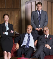 Yes, Prime Minister. Image shows from L to R: Claire Sutton (Zoe Telford), Jim Hacker (David Haig), Bernard Woolley (Chris Larkin), Sir Humphrey Appleby (Henry Goodman). Copyright: BBC. Yes, Prime Minister. Image shows from L to R: Claire Sutton (Zoe Telford), Jim Hacker (David Haig), Bernard Woolley (Chris Larkin), Sir Humphrey Appleby (Henry Goodman). Copyright: BBC.