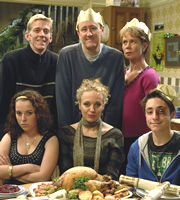 After You've Gone. Image shows from L to R: Kev (Lee Oakes), Molly Venables (Dani Harmer), Jimmy Venables (Nicholas Lyndhurst), Siobhan Casey (Amanda Abbington), Diana Neal (Celia Imrie), Alex Venables (Ryan Sampson). Copyright: BBC / Rude Boy Productions. After You've Gone. Image shows from L to R: Kev (Lee Oakes), Molly Venables (Dani Harmer), Jimmy Venables (Nicholas Lyndhurst), Siobhan Casey (Amanda Abbington), Diana Neal (Celia Imrie), Alex Venables (Ryan Sampson). Copyright: BBC / Rude Boy Productions.