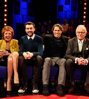Backchat. Image shows from L to R: Cilla Black, Jack Whitehall, John Bishop, Michael Whitehall. Copyright: Tiger Aspect Productions. Backchat. Image shows from L to R: Cilla Black, Jack Whitehall, John Bishop, Michael Whitehall. Copyright: Tiger Aspect Productions.