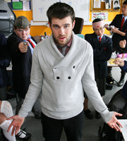 Bad Education. Image shows from L to R: Joe (Ethan Lawrence), Alfie (Jack Whitehall), Jing (Kae Alexander). Copyright: Tiger Aspect Productions. Bad Education. Image shows from L to R: Joe (Ethan Lawrence), Alfie (Jack Whitehall), Jing (Kae Alexander). Copyright: Tiger Aspect Productions.