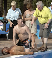 Benidorm. Image shows from L to R: Mel (Geoffrey Hutchings), Janey York (Crissy Rock), Mick Garvey (Steve Pemberton), Jacqueline Stewart (Janine Duvitski), Donald Stewart (Kenny Ireland). Copyright: Tiger Aspect Productions. Benidorm. Image shows from L to R: Mel (Geoffrey Hutchings), Janey York (Crissy Rock), Mick Garvey (Steve Pemberton), Jacqueline Stewart (Janine Duvitski), Donald Stewart (Kenny Ireland). Copyright: Tiger Aspect Productions.