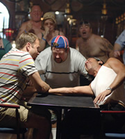 Benidorm. Image shows from L to R: Martin Weedon (Nicholas Burns), The Oracle (Johnny Vegas), Mateo (Jake Canuso). Copyright: Tiger Aspect Productions. Benidorm. Image shows from L to R: Martin Weedon (Nicholas Burns), The Oracle (Johnny Vegas), Mateo (Jake Canuso). Copyright: Tiger Aspect Productions.