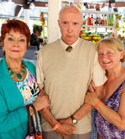 Benidorm. Image shows from L to R: Riannon (Ruth Madoc), Glynn Flint (Alan David), Jacqueline Stewart (Janine Duvitski). Copyright: Tiger Aspect Productions. Benidorm. Image shows from L to R: Riannon (Ruth Madoc), Glynn Flint (Alan David), Jacqueline Stewart (Janine Duvitski). Copyright: Tiger Aspect Productions.