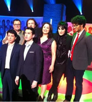 The Big Fat Quiz Of The Year. Image shows from L to R: Michael McIntyre, Alan Carr, Jonathan Ross, Jimmy Carr, Ruth Jones, Noel Fielding, Richard Ayoade. Copyright: Hot Sauce / Channel 4 Television Corporation. The Big Fat Quiz Of The Year. Image shows from L to R: Michael McIntyre, Alan Carr, Jonathan Ross, Jimmy Carr, Ruth Jones, Noel Fielding, Richard Ayoade. Copyright: Hot Sauce / Channel 4 Television Corporation.