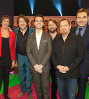 The Big Fat Quiz Of The Year. Image shows from L to R: Miranda Hart, Jonathan Ross, Jimmy Carr, David Mitchell, Eddie Izzard, David Walliams. Copyright: Hot Sauce / Channel 4 Television Corporation. The Big Fat Quiz Of The Year. Image shows from L to R: Miranda Hart, Jonathan Ross, Jimmy Carr, David Mitchell, Eddie Izzard, David Walliams. Copyright: Hot Sauce / Channel 4 Television Corporation.