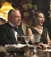 Blandings. Image shows from L to R: Hannibal, Lord Didcot (John Sessions), Vanessa Polk (Daisy Beaumont). Copyright: Mammoth Screen. Blandings. Image shows from L to R: Hannibal, Lord Didcot (John Sessions), Vanessa Polk (Daisy Beaumont). Copyright: Mammoth Screen.