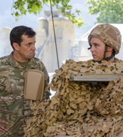 Bluestone 42. Image shows from L to R: Lt Col Smith (Tony Gardner), Colin's Driver (Christopher McArthur). Copyright: BBC. Bluestone 42. Image shows from L to R: Lt Col Smith (Tony Gardner), Colin's Driver (Christopher McArthur). Copyright: BBC.