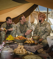 Bluestone 42. Image shows from L to R: Towerblock (Matthew Lewis), Nick (Oliver Chris), Faruq (Keeno Lee Hector). Copyright: BBC. Bluestone 42. Image shows from L to R: Towerblock (Matthew Lewis), Nick (Oliver Chris), Faruq (Keeno Lee Hector). Copyright: BBC.